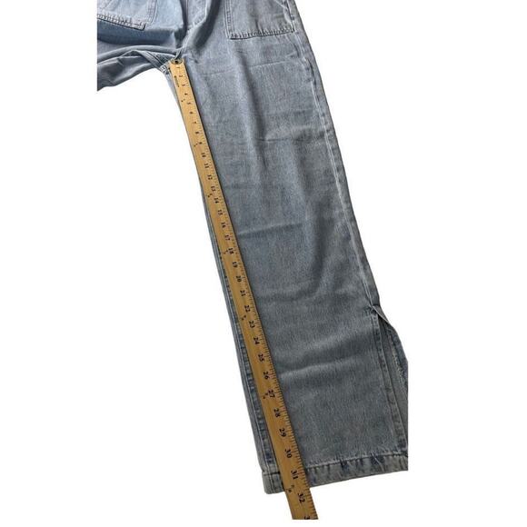 WeWoreWhat Slouchy Slit Overall Rigid Denim Jumper Size Small New - Picture 7 of 16